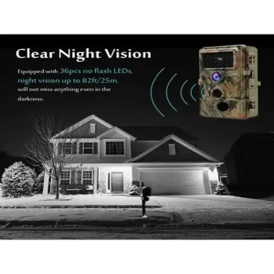 BlazeVideo 2-Pack 24MP 1296P H.264 Outdoor Waterproof Trail, Cameras with Night Vision, Motion Activated, 0.1S Trigger Time for Hunting, Home Security image {4}