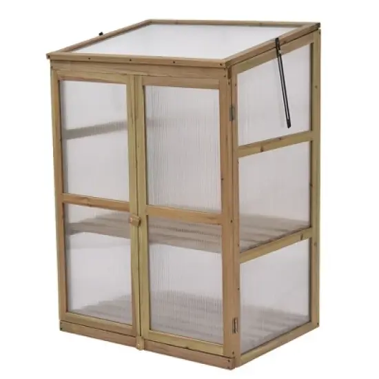 Costway Garden Portable Wooden GreenHouse Cold Frame Raised Plants Shelves Protection image {4}