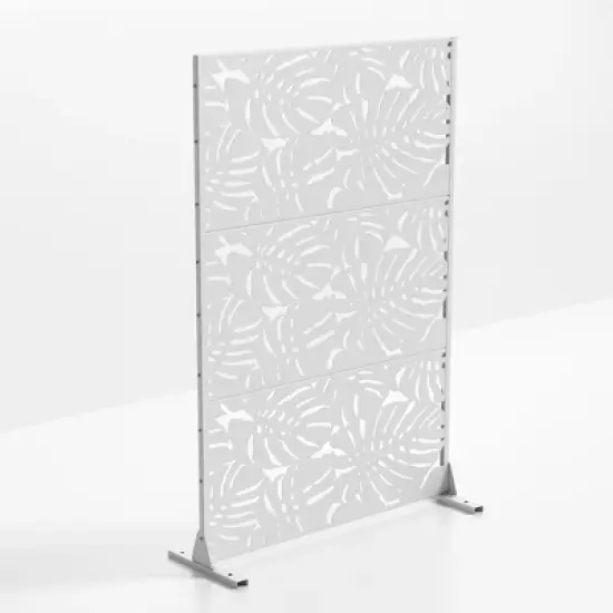 Lirago White 72 in. Galvanized Metal Outdoor Privacy Screens Garden Outdoor Fence image {14}