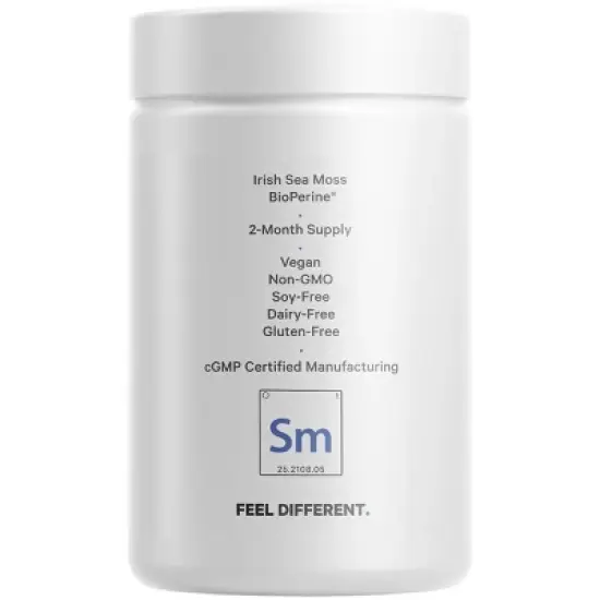 Codeage Raw Wildcrafted Irish Sea Moss, Bladderwrack, Burdock, Spirulina & BioPerine Black Pepper Supplement - 120ct image {8}