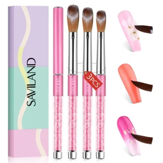 Saviland 3-Pc Sculpt Brush Set: #6/8/12 for Acrylic & 3D Art - Artist's Core Essentials. image {7}