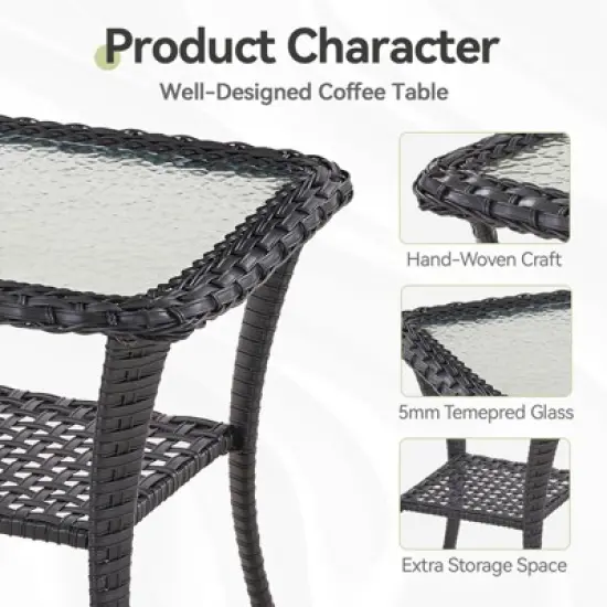 Gymojoy Patio Wicker Side Table with Storage Side Table image {3}