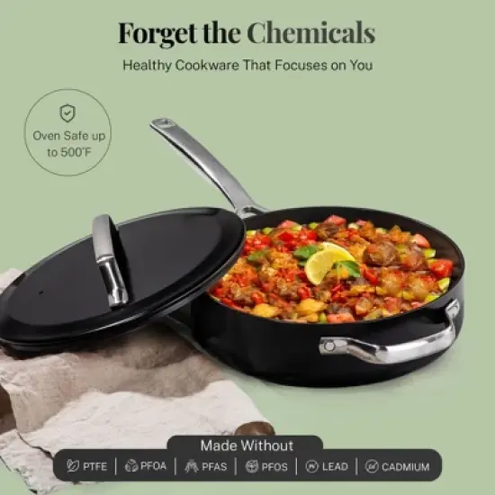 Gotham Steel Modern Collection 4 Qt Ceramic Nonstick Saute Pan with Lid image {3}