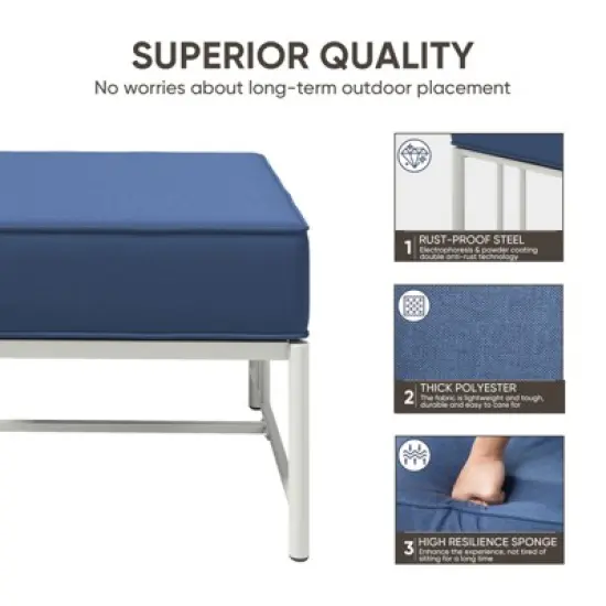 Belord Outdoor Metal Ottoman with 5 inch Cushion, Heavy-Duty Metal Frame with Removable 5" Thick Cushion, MagTek Secure Fastening System image {2}