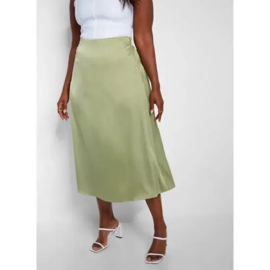 Women's Essential Satin Shift Skirt - Olive image {4}