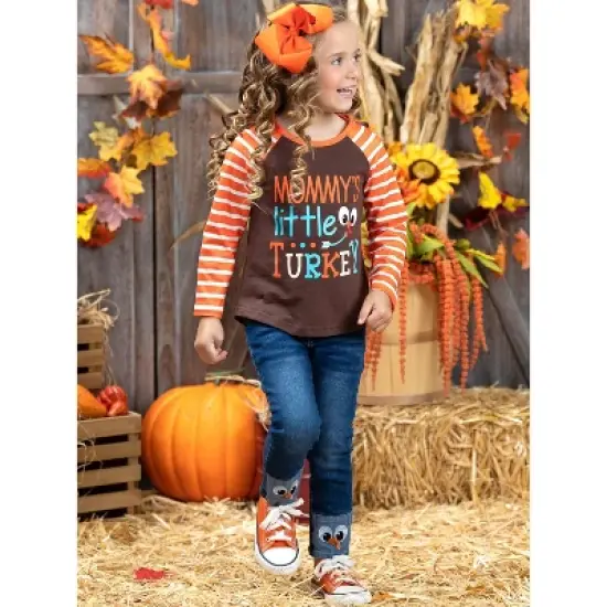 Girls Mommy's Little Turkey Cuffed Jeans Set - Mia Belle Girls image {6}