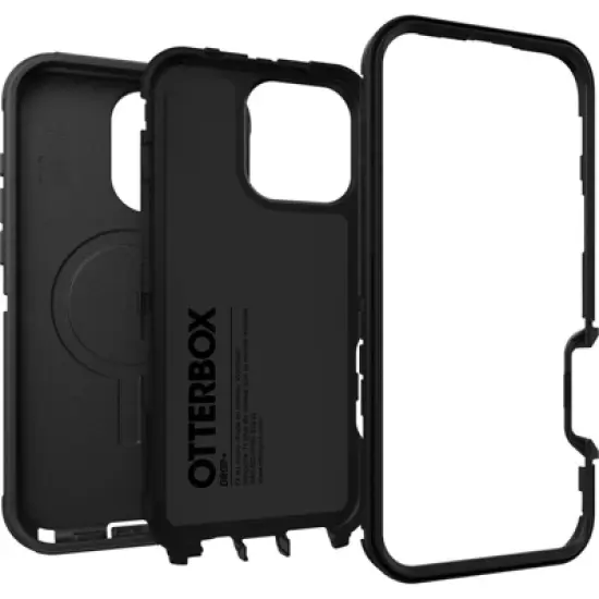 OtterBox Apple iPhone 16 Pro Max Defender Pro Series Case with MagSafe - Black: Solid Pattern, Plastic Material image {1}