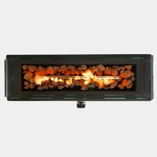 Christopher Knight Home Sibyl 40,000 BTU Propane Portable Steel 28" Fire Pit with Glass Wind Guard and Lava Rock image {1}