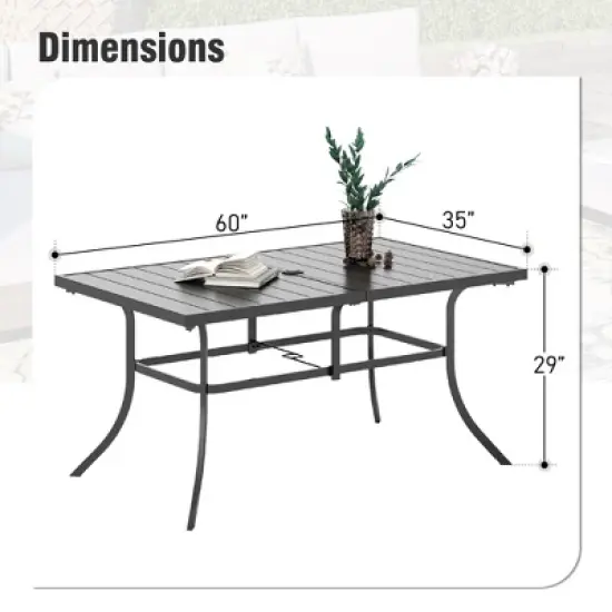 Captiva Designs 1pc Outdoor Patio Dining Steel Table with Umbrella Hole for 6 image {13}