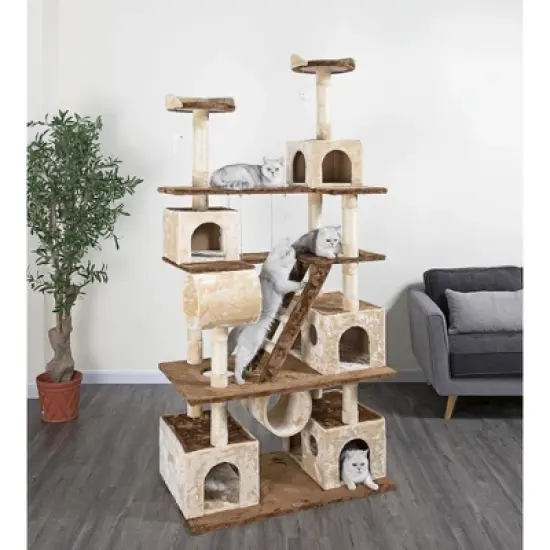 Go Pet Club 87" Cat Tree Climber with Swing and Sisal Scratching Post F216 image {2}