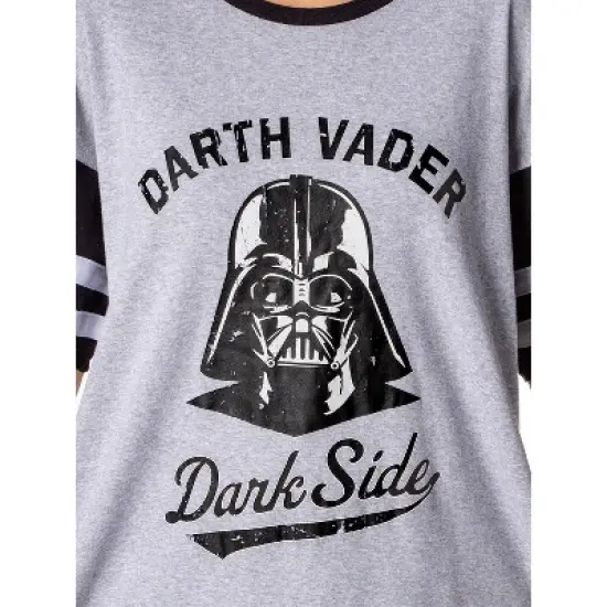 Star Wars Womens' Distressed Darth Vader Nightgown Sleep Pajama Shirt Grey image {2}