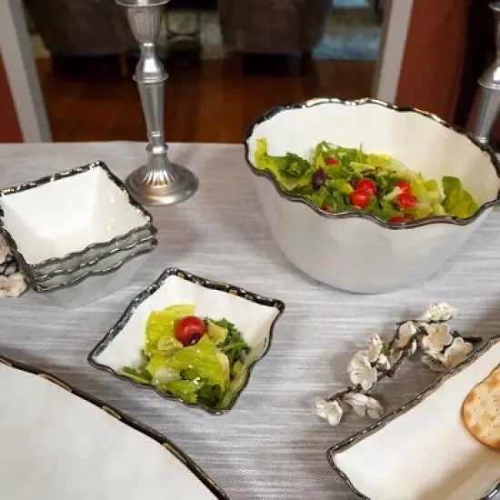 Certified International Set of 4 14oz Regency Square Snack Bowls Silver image {5}