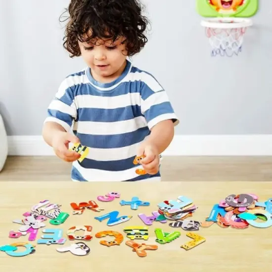Joyfy Wooden Magnetic Letters, 26 Alphabet Fridge Magnets for Toddlers & Kids, Animal Educational Toys, Preschool ABC Spelling Learning Toys for Kids image {5}