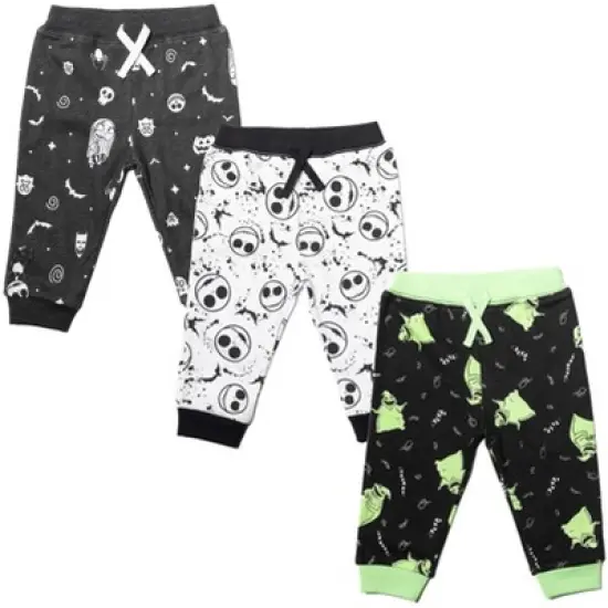Disney Nightmare Before Christmas Sally Jack Skellington Baby 3 Pack Jogger Pants Newborn to Infant image {10}