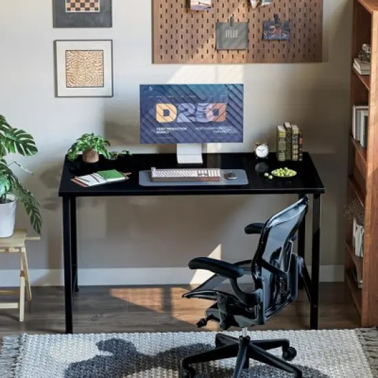 Itopfox 40 Inch Computer Desk, Home Office Study Writing Table, Simple PC Gaming Desk with Adjustable Feet, Black image {1}