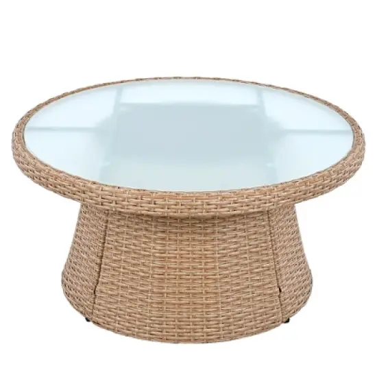 FIONECA 10-Piece Outdoor Sectional Half-Round Patio Rattan Sofa Set, White PE Wicker Conversation Furniture, Modular Combination image {15}