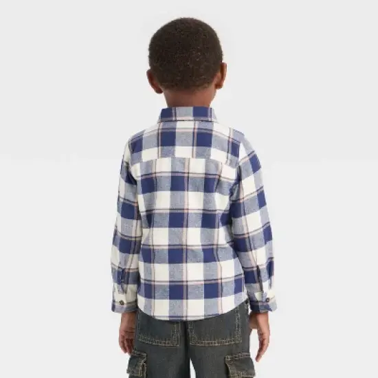 OshKosh B'gosh Toddler Boys' Long Sleeve Plaid Shirt - Navy Blue image {1}