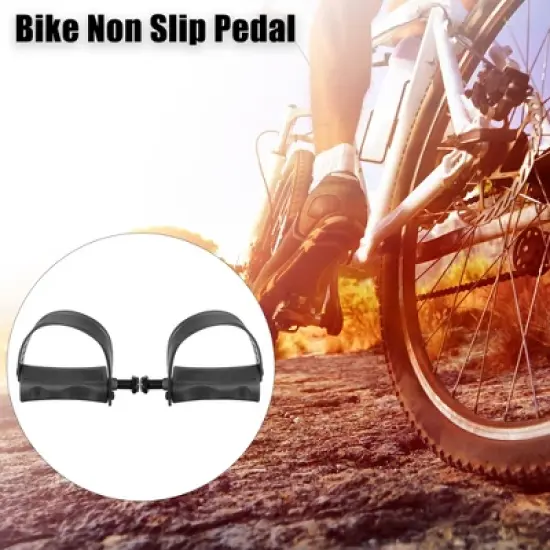 Unique Bargains Exercise Bike Pedals with Straps 1/2 Inch Spindle Cycling Parts 12.7mm Spindle Black 1 Pair image {4}