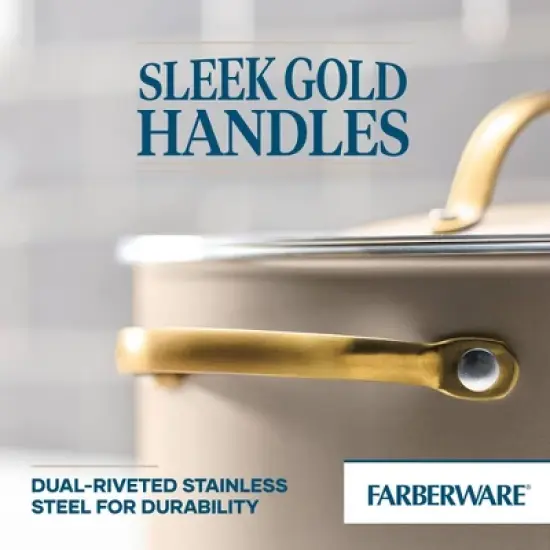 Farberware Radiant 5.5qt Nonstick Dutch Oven with Lid Champagne: Aluminum, Dishwasher-Safe, Round, 5.5qt Capacity image {4}