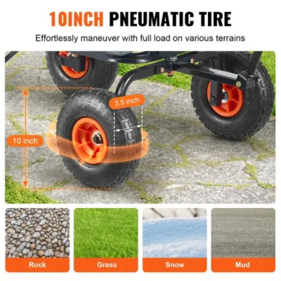 VEVOR Garden Cart, Durable Poly Dump Cart with Simple Assembly Steel Framework, Versatile Dump Cart, 600 lbs Load Capacity, 10 inch Wheels image {5}