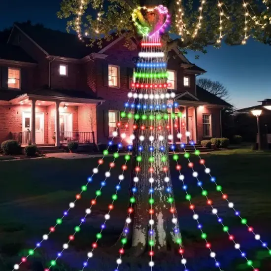 Fun Little Toys Wedding Heart Waterfall String Lights - RGB Color-Changing LED Waterfall Lights for Outdoor Decoration image {3}