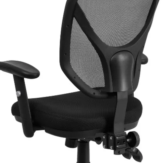 Flash Furniture Mid-Back Black Mesh Multifunction Swivel Ergonomic Task Office Chair with Adjustable Arms image {4}