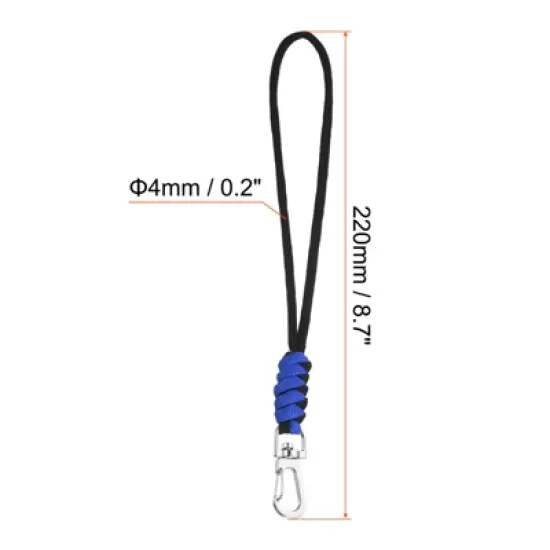 Unique Bargains Braided Wrist Polyester Keychain Wallets Badge Lanyard with Hook 2 Pcs image {1}