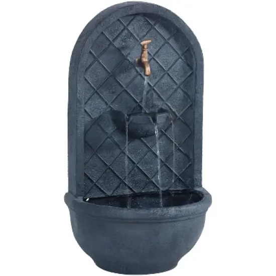 Sunnydaze 26"H Electric Polystone Messina Outdoor Wall-Mount Water Fountain image {9}