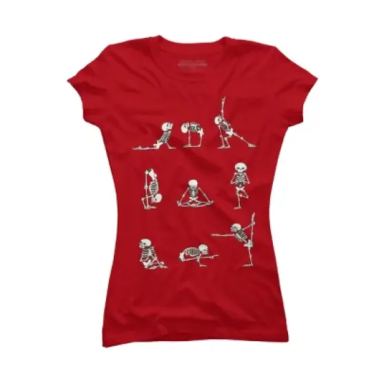 Junior's Design By Humans Skeleton Yoga By huebucket T-Shirt image {7}