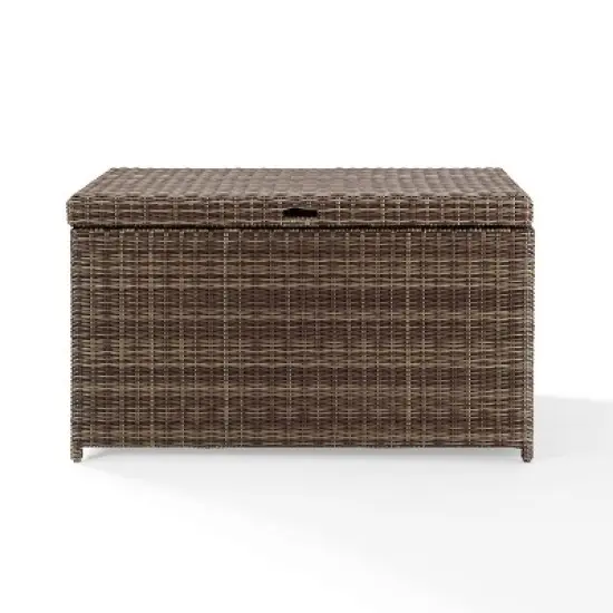 Bradenton Outdoor Wicker Storage Bin - Weathered Brown - Crosley: UV-Resistant Patio Deck Box, 25 Volume Capacity image {10}