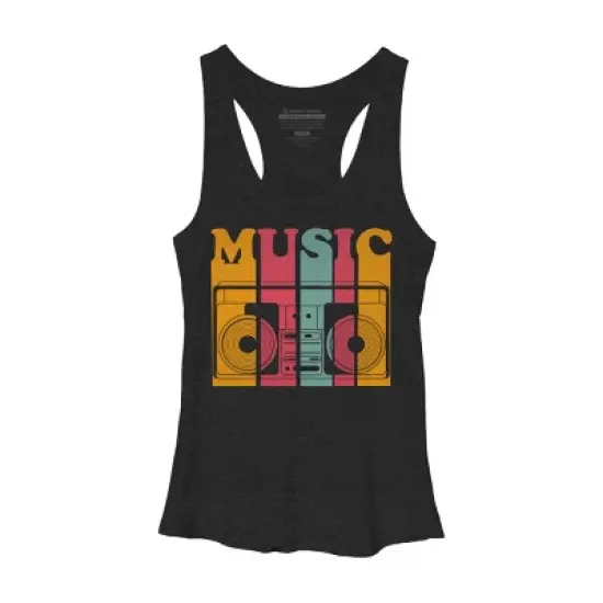 Women's Design By Humans Retro Music Boombox By worldtraveler Racerback Tank Top image {2}