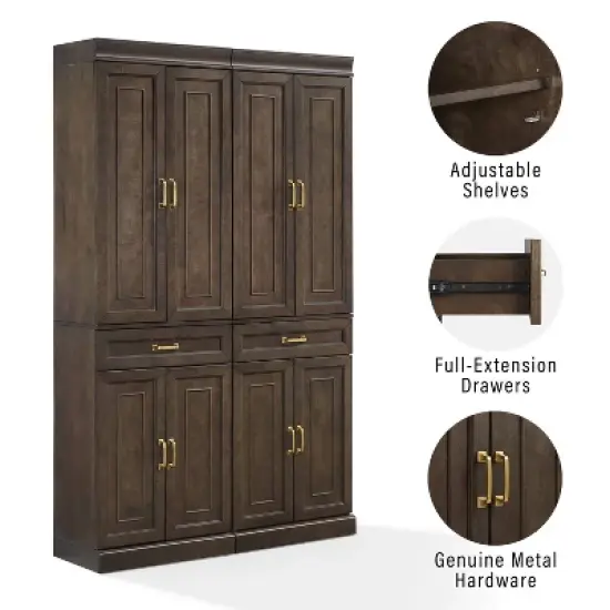 Crosley 78" Stanton 2pc Kitchen Storage Pantry Cabinet Set Coffee: Traditional Style, Wood Veneer, MDF image {4}