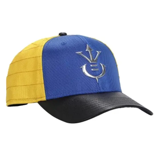 Dragon Ball Z Vegeta Super Saiyan Crest Men's Blue & Yellow Precurve Snapback Hat image {3}