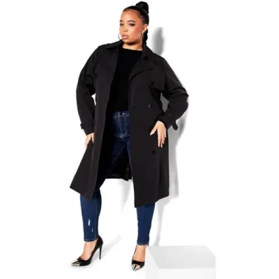 Women's Plus Size Utility Trench - black | CITY CHIC image {3}