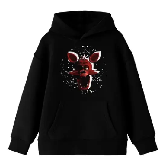 Five Nights At Freddy's Foxy And Foxy Silhouette Youth Black Graphic Hoodie image {3}
