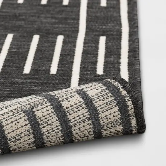 7'x10' Striped Checks Outdoor Rug Charcoal Gray - Threshold&trade; image {3}