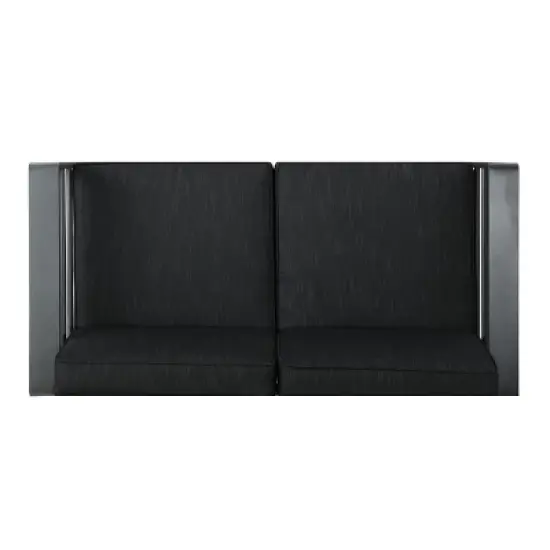 GDFStudio Liam Outdoor Aluminum Loveseat and Coffee Table Set with Cushions, Gray/Dark Gray image {3}