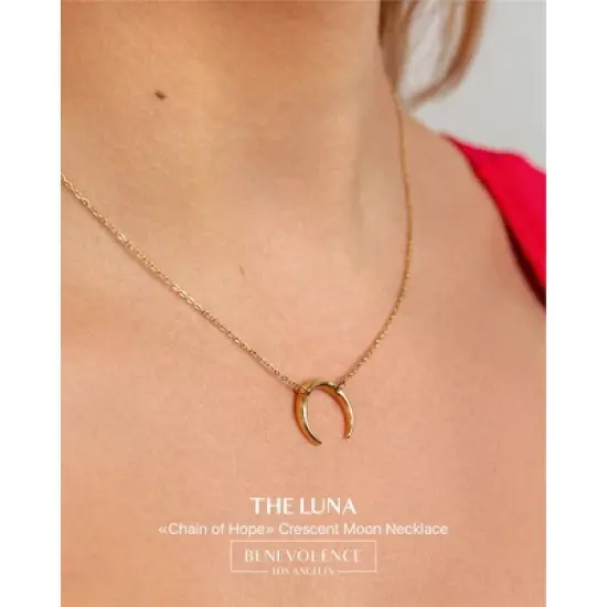 Benevolence LA Half Moon Necklace For Women - 14k Gold Dipped image {3}
