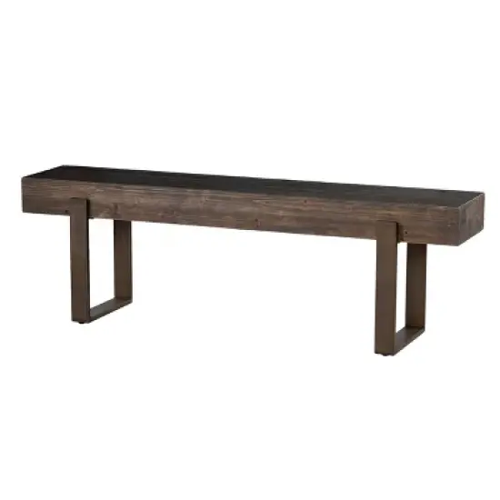 Dartem Rustic Industrial Bench Brown - Aiden Lane image {1}