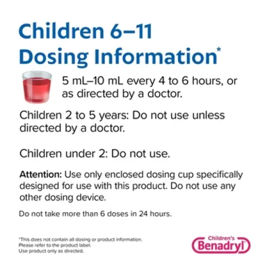 Benadryl Children's Allergy Liquid - Diphenhydramine - Cherry - 4 fl oz image {3}