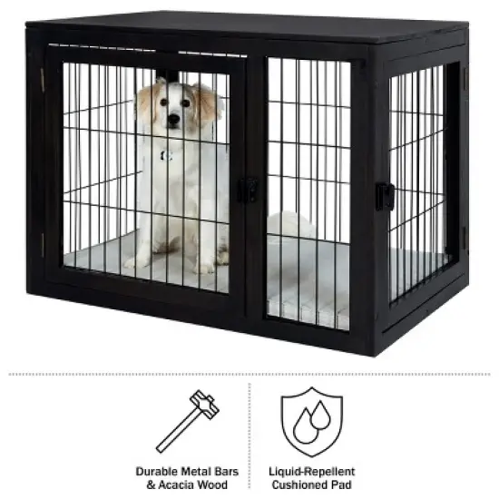 Pet Adobe Furniture-Style Dog Crate, Black image {1}