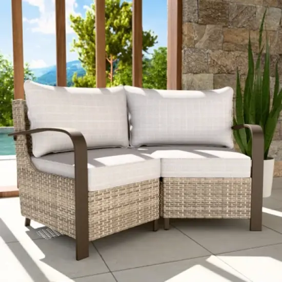 EAGLE PEAK Coastal Vista Patio Outdoor Wicker Love Seat, Patio Conversation Set Wicker Rattan Sofa Chair Set image {6}