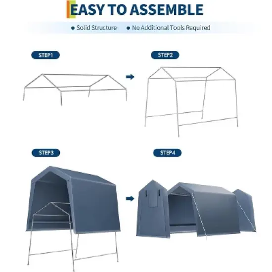 GustoWave Waterproof Portable Garage Shelter Shed Carport for Motorcycle Bike image {4}