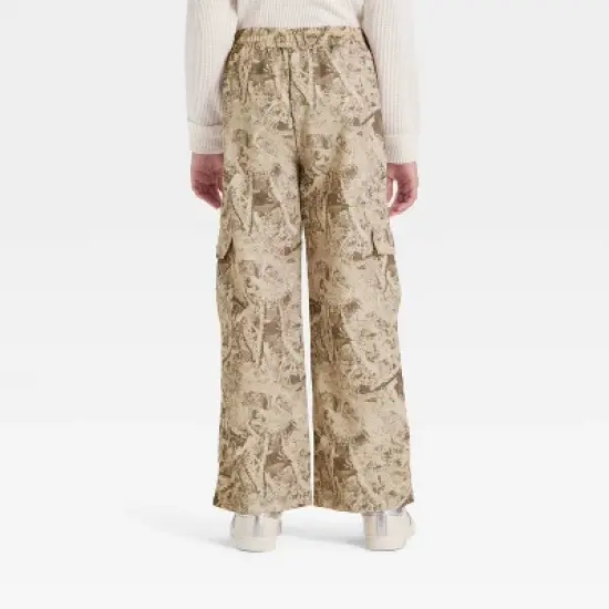 Girls' Nylon Wide Leg Cargo Pants - art class&trade; Tan image {1}