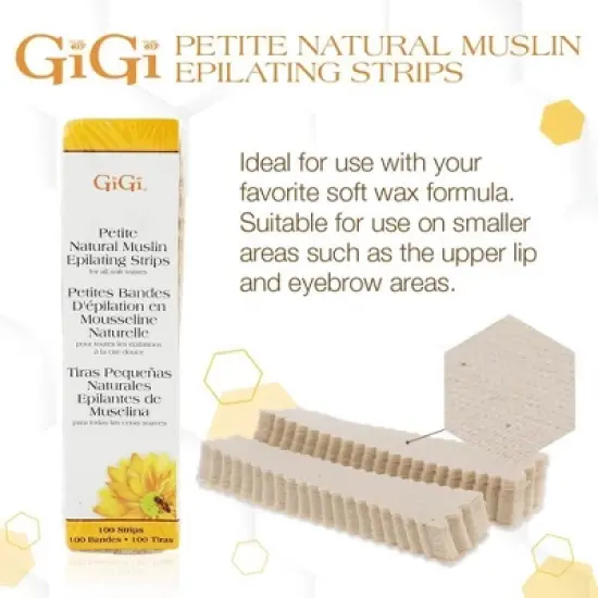 GiGi Natural Muslin Epilating Strips (100 Strips) - Petite - 0.75 in x 4.5 in (PACK OF 2) image {1}