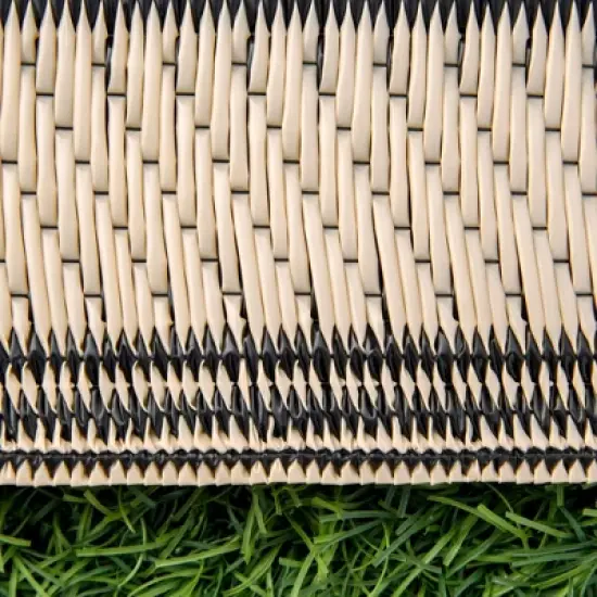 DOMETOUR Outsunny Reversible Outdoor Rug, 9' x 18' Waterproof Floor Mat, Portable RV Camping Carpet for Backyard, Deck, Picnic, Beach, Black & Beige image {3}