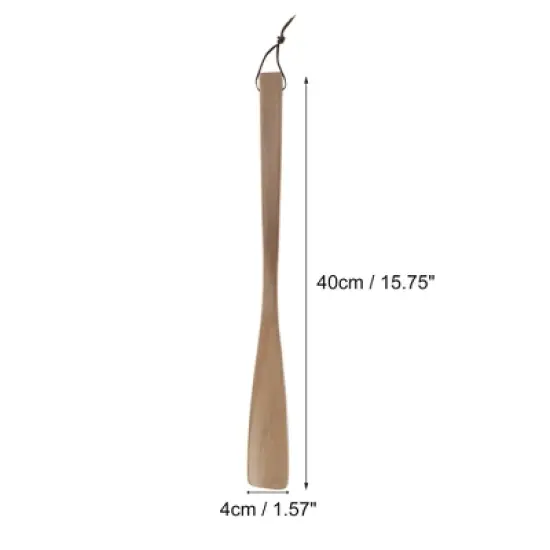 Unique Bargains Long Handle Square Head Shoe Horn 15.75"x1.57" Wood Color 1 Pc image {3}