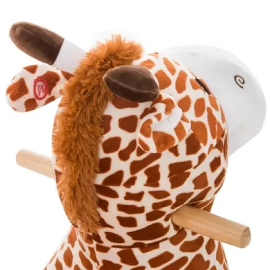Qaba Kids Plush Rocking Horse Giraffe Style Themed Ride-On Chair Toy With Sound Brown image {4}