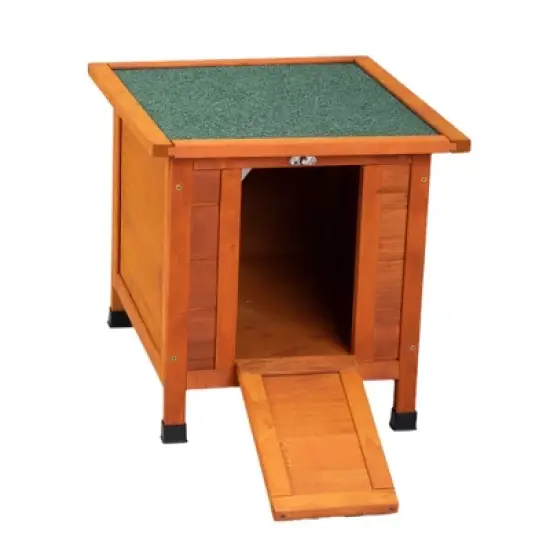 DOMETOUR Modern Wooden Rabbit Cat Dog Hutch, Indoor/Outdoor Retreat House with Openable Roof for Small Pets, Weatherproof image {3}