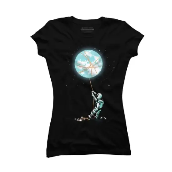 Junior's Design By Humans Moon catcher By radiomode T-Shirt image {2}